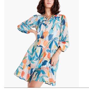 NIC + ZOE Dress Woman XL Citrus Grove Tassel Puff Long Sleeve Boho Resortwear